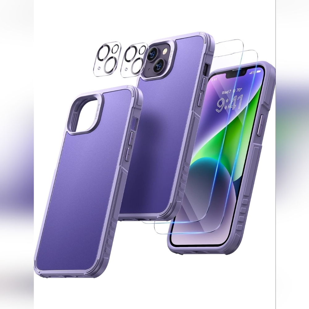 Iphone 14 6.1 inch royal purple with 2 screen protector +2 camera lens protector